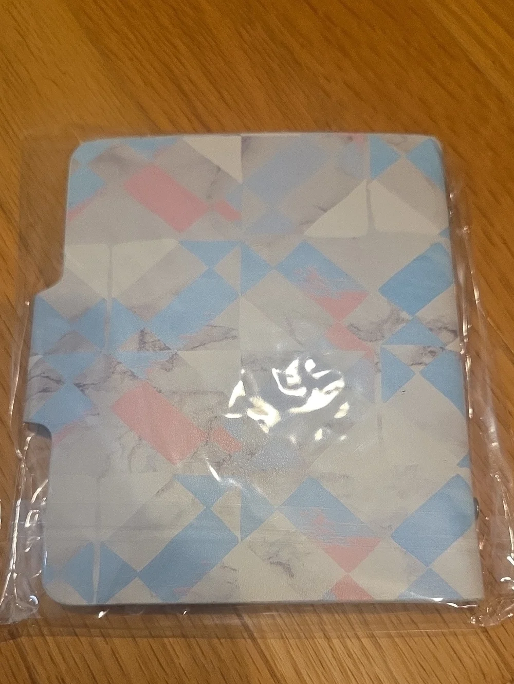 Geometric Leather Pastel Snap Closure Phto Notebook